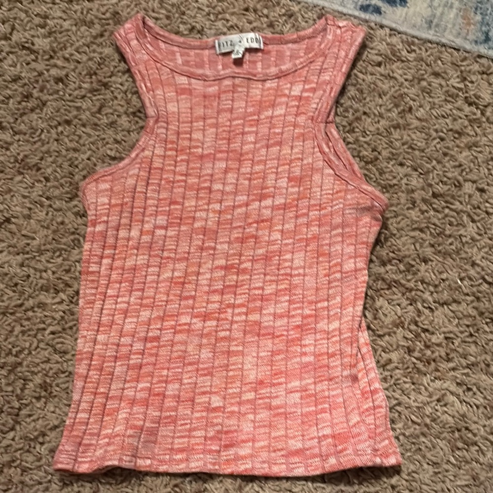 Free People Pink Ribbed Sleeveless Tank Top